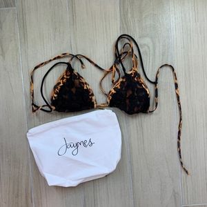Jaymes Swimwear Leopard and Lace Bikini Top